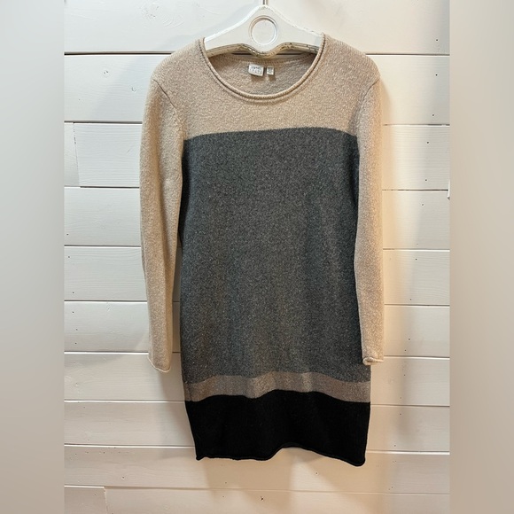 ESPRIT - Color Block gray & tan Sweater Dress - Size L - Picture 2 of 11